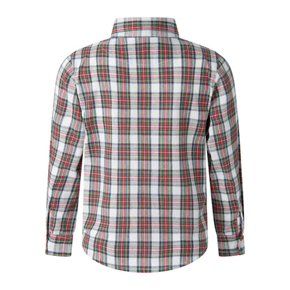 Rachel Riley London Boys Holiday Tartan Shirt - Red & Ivory Plaid by Rachel Riley