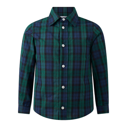 Rachel Riley London Boys Navy Blue & Green Blackwatch Plaid Dress Shirt by Rachel Riley