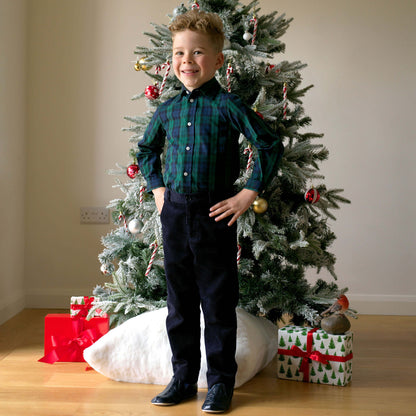 Rachel Riley London Boys Navy Blue & Green Blackwatch Plaid Dress Shir Best Dressed Child Rachel Riley London Boys Navy Blue & Green Blackwatch Plaid Dress Shir Best Dressed Child