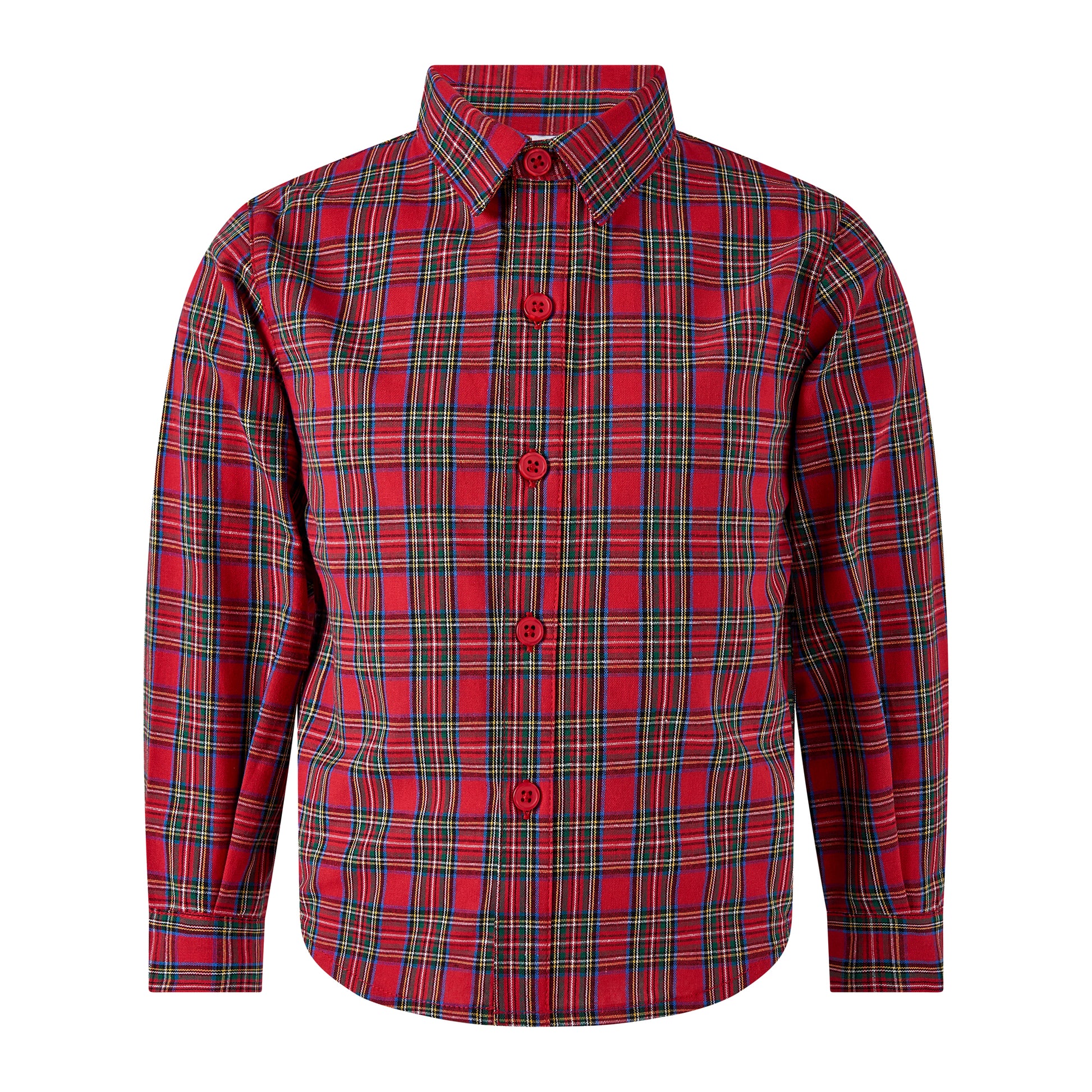 Rachel Riley London Boys Dress Shirt - Red Holiday Tartan Plaid