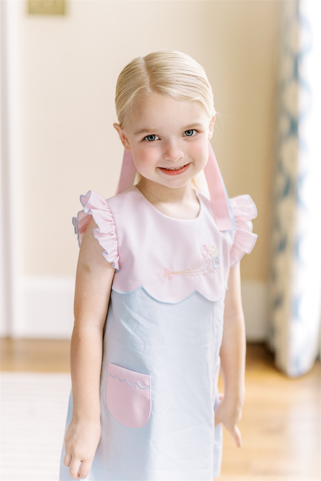 blue dress for baby girl Proper Peony Girls Birthday Balloons Blue and Pink Dress – Best Dressed  Child