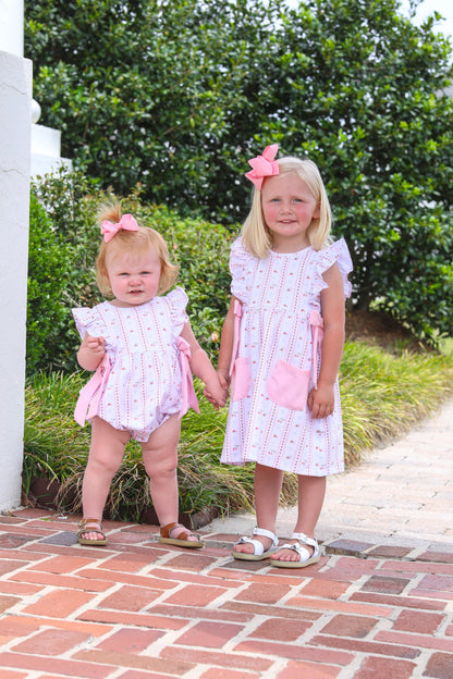 Trotter Street Kids Girls Pink Berry Sweet Pinafore Dress - Bows at Sides by Trotter Street Kids