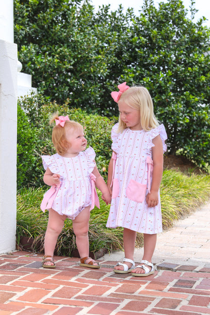 Trotter Street Kids Girls Pink Berry Sweet Pinafore Dress - Bows at Sides by Trotter Street Kids