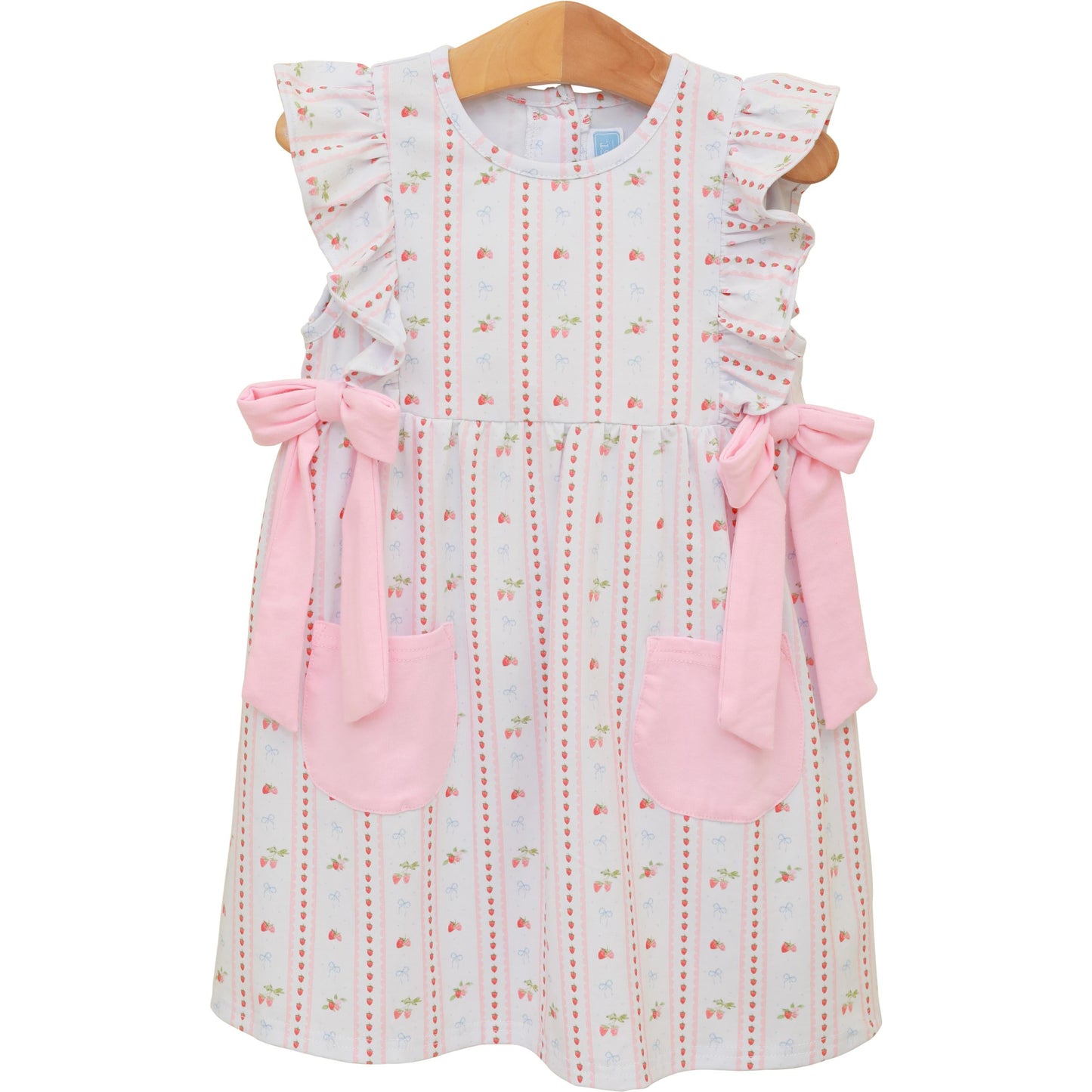 Trotter Street Kids Girls Pink Berry Sweet Pinafore Dress - Bows at Sides by Trotter Street Kids