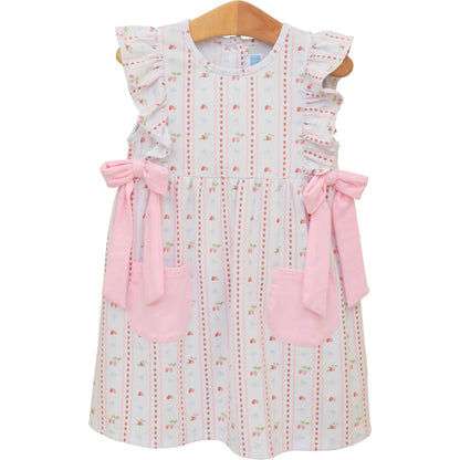 Trotter Street Kids Girls Pink Berry Sweet Pinafore Dress - Bows at Sides by Trotter Street Kids