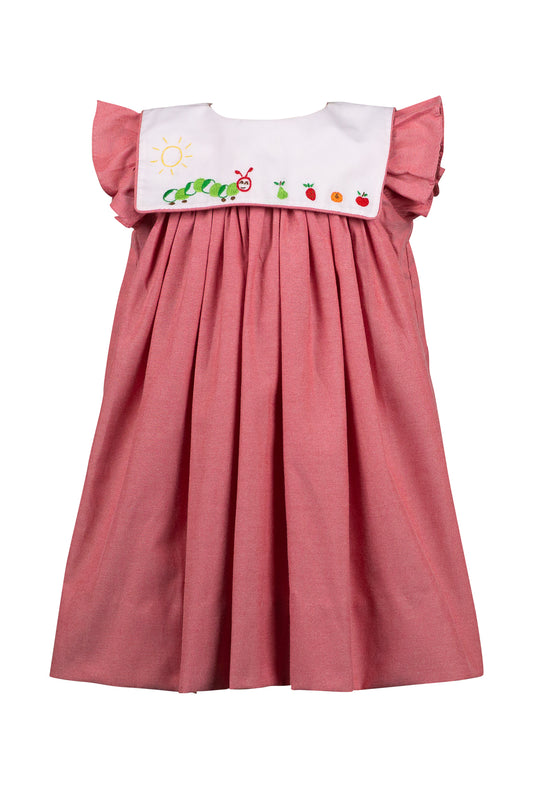 Proper Peony Girls Red Check Bookworm Eric Carle Caterpillar Dress
