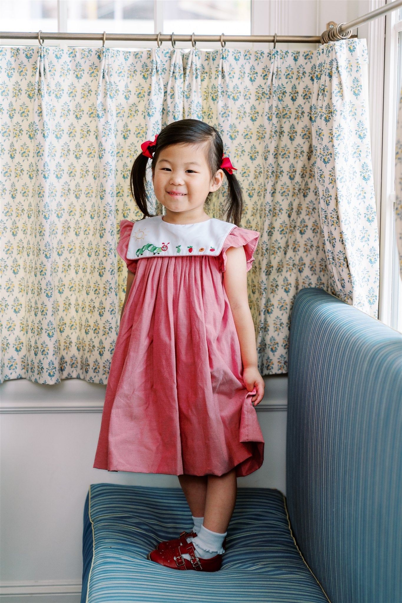 Proper Peony Girls Red Check Bookworm Eric Carle Caterpillar Dress