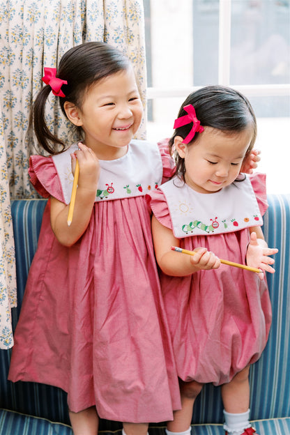 Proper Peony Girls Red Check Bookworm Eric Carle Caterpillar Dress