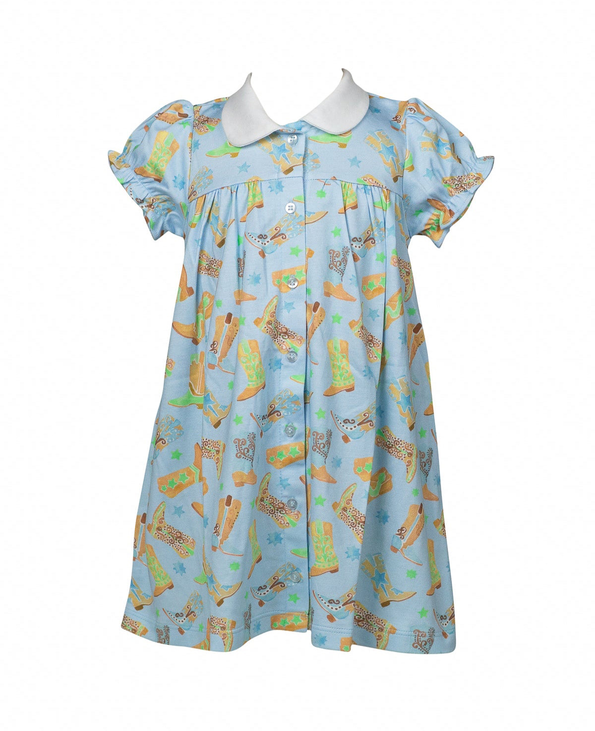 Proper Peony Boots Button Front Blue Dress by Proper Peony