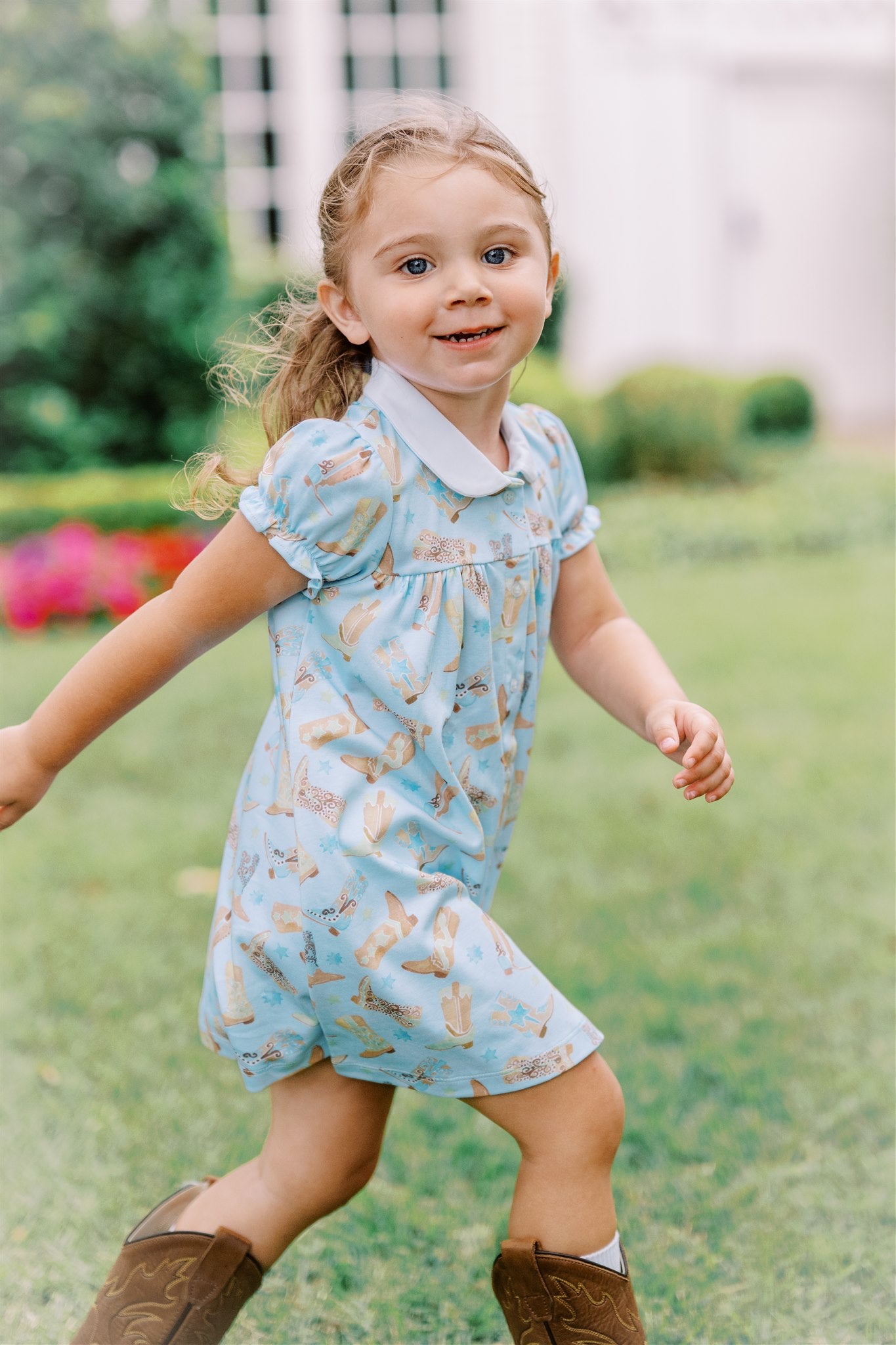 Proper Peony Boots Button Front Blue Dress by Proper Peony