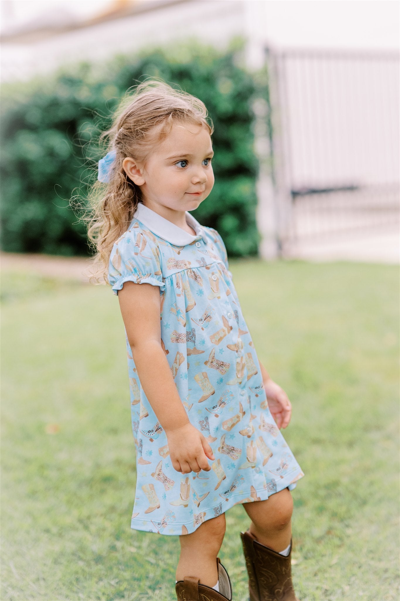 Proper Peony Boots Button Front Blue Dress by Proper Peony