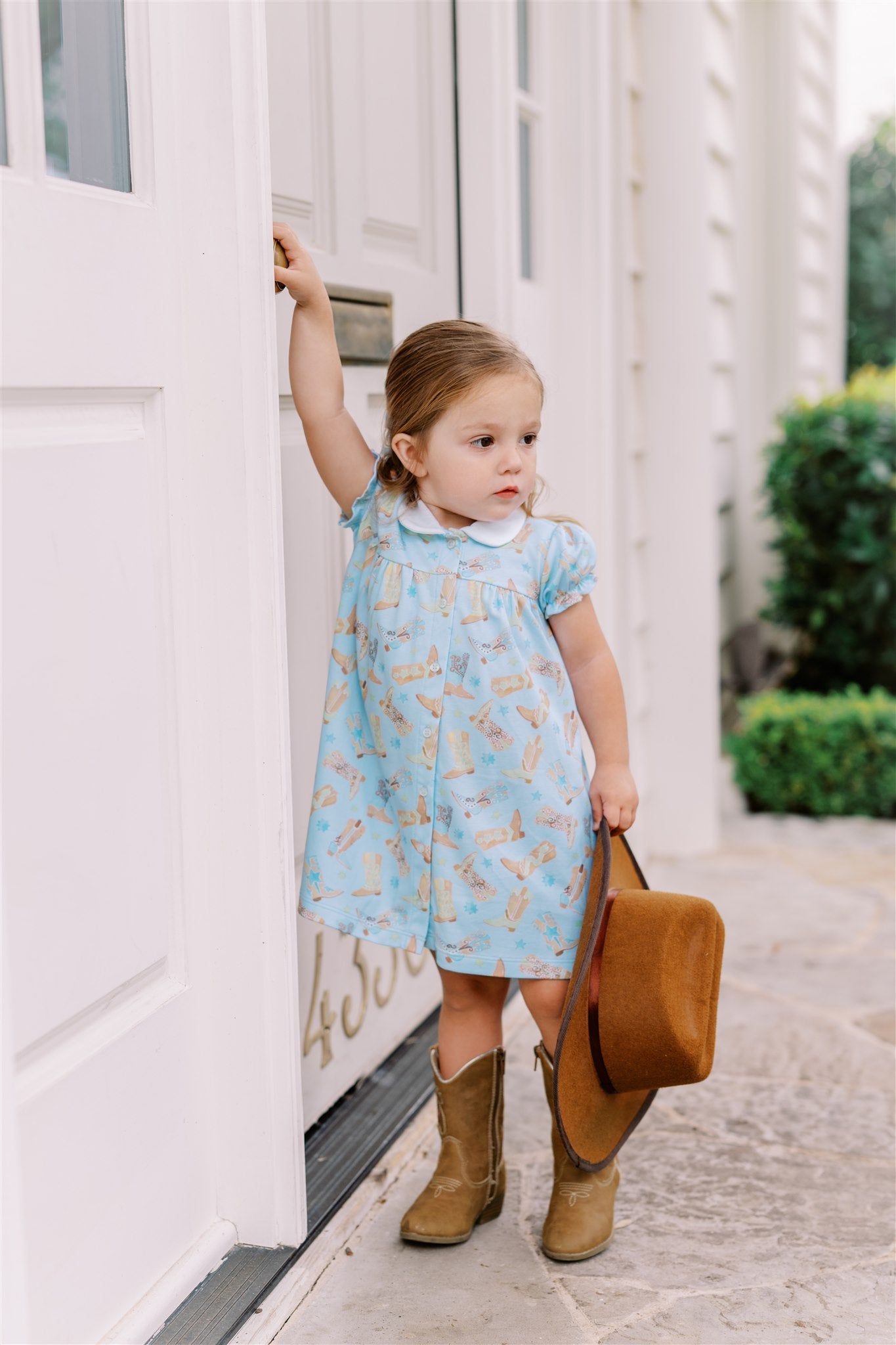 Proper Peony Boots Button Front Blue Dress by Proper Peony