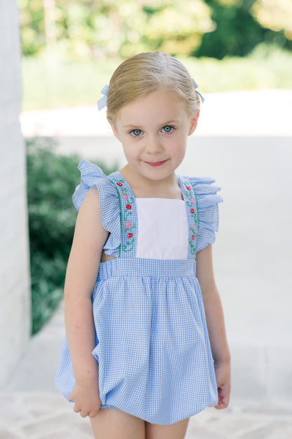 Proper Peony Girls Blue Bryar Bee Pinafore Bubble by Proper Peony