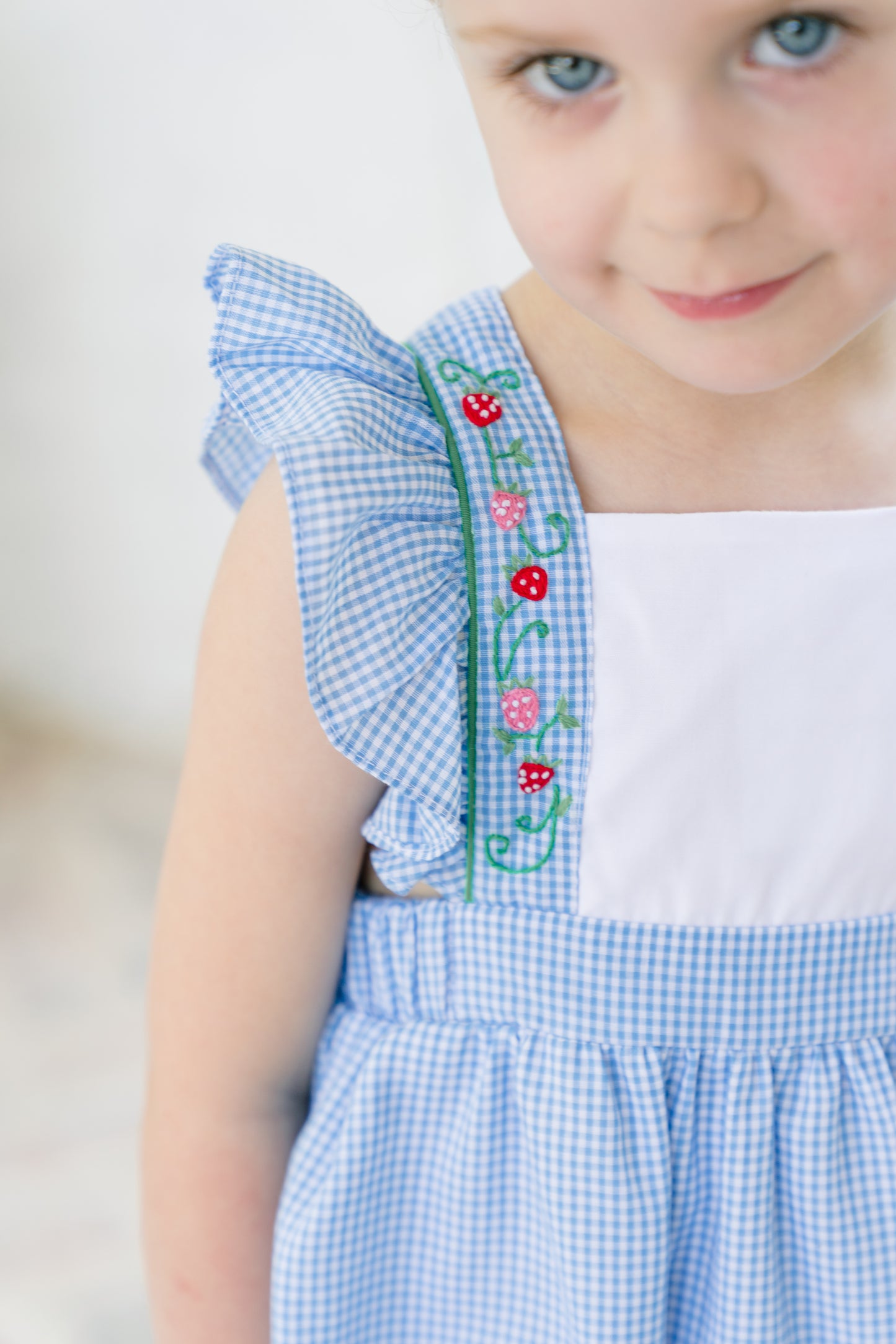 Proper Peony Girls Blue Bryar Bee Pinafore Bubble by Proper Peony