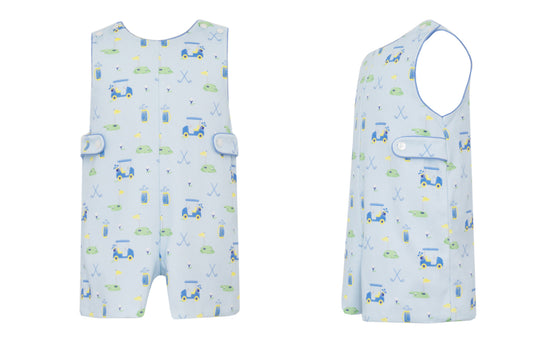 Claire & Charlie Boys Blue Knit Golf Print Jon Jon by Claire & Charlie