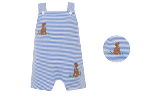 Claire & Charlie Boys Blue Striped Knit Jon Jon - Labrador Dogs by Claire & Charlie