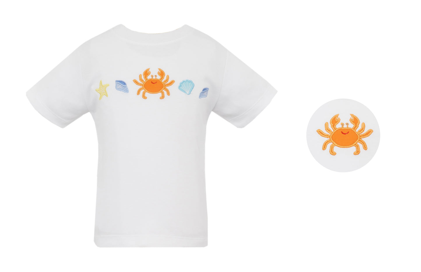 Claire & Charlie Boys White Shirt - Appliqué Crab