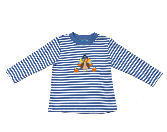 Claire and Charlie Boys Periwinkle Blue Knit Striped Long Sleeved Shirt - Turkey by Claire & Charlie