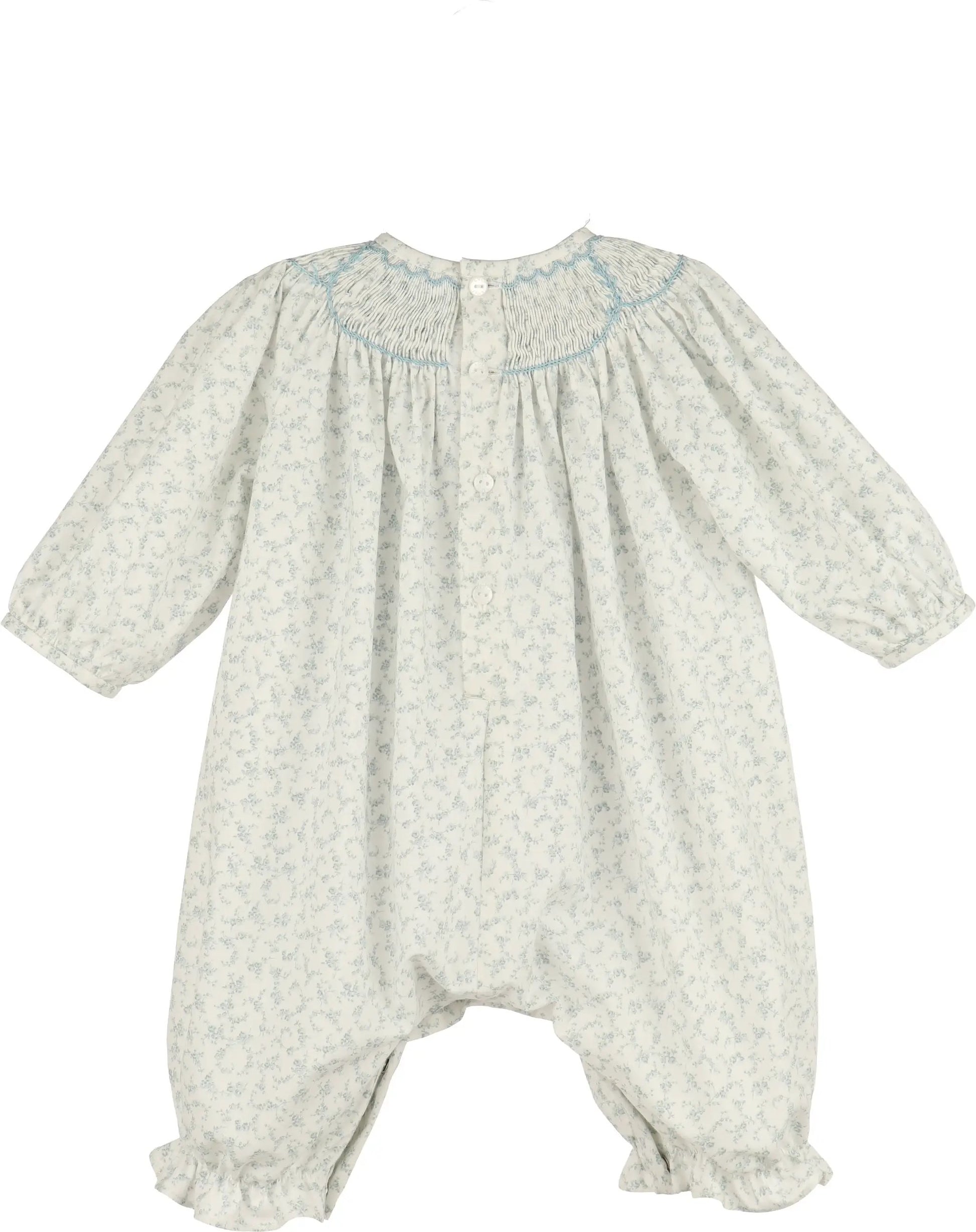 Luli & Me Girls Blue Soft Dew Long Romper