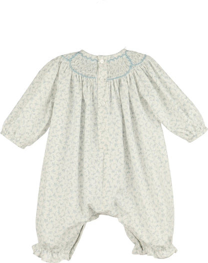 Luli & Me Girls Blue Soft Dew Long Romper