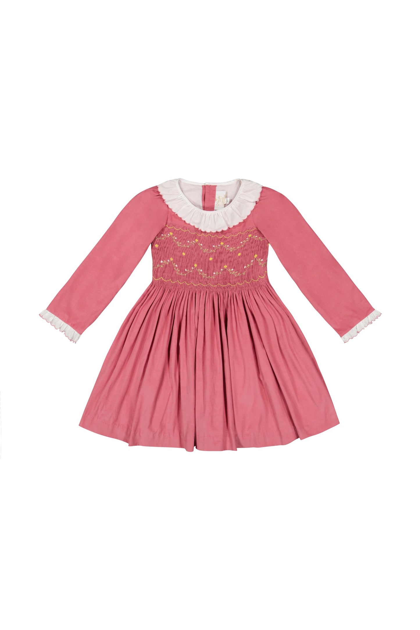 Antoinette Paris Girls Chiara Smocked Bodice Dress with Sash - Pink