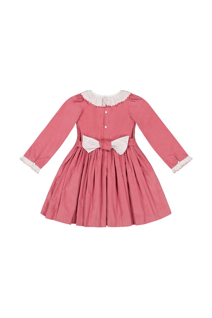 Antoinette Paris Girls Chiara Smocked Bodice Dress with Sash - Pink