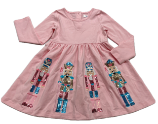 LuLu BeBe Girls Christmas Nutcracker Sequins Dress - Pink