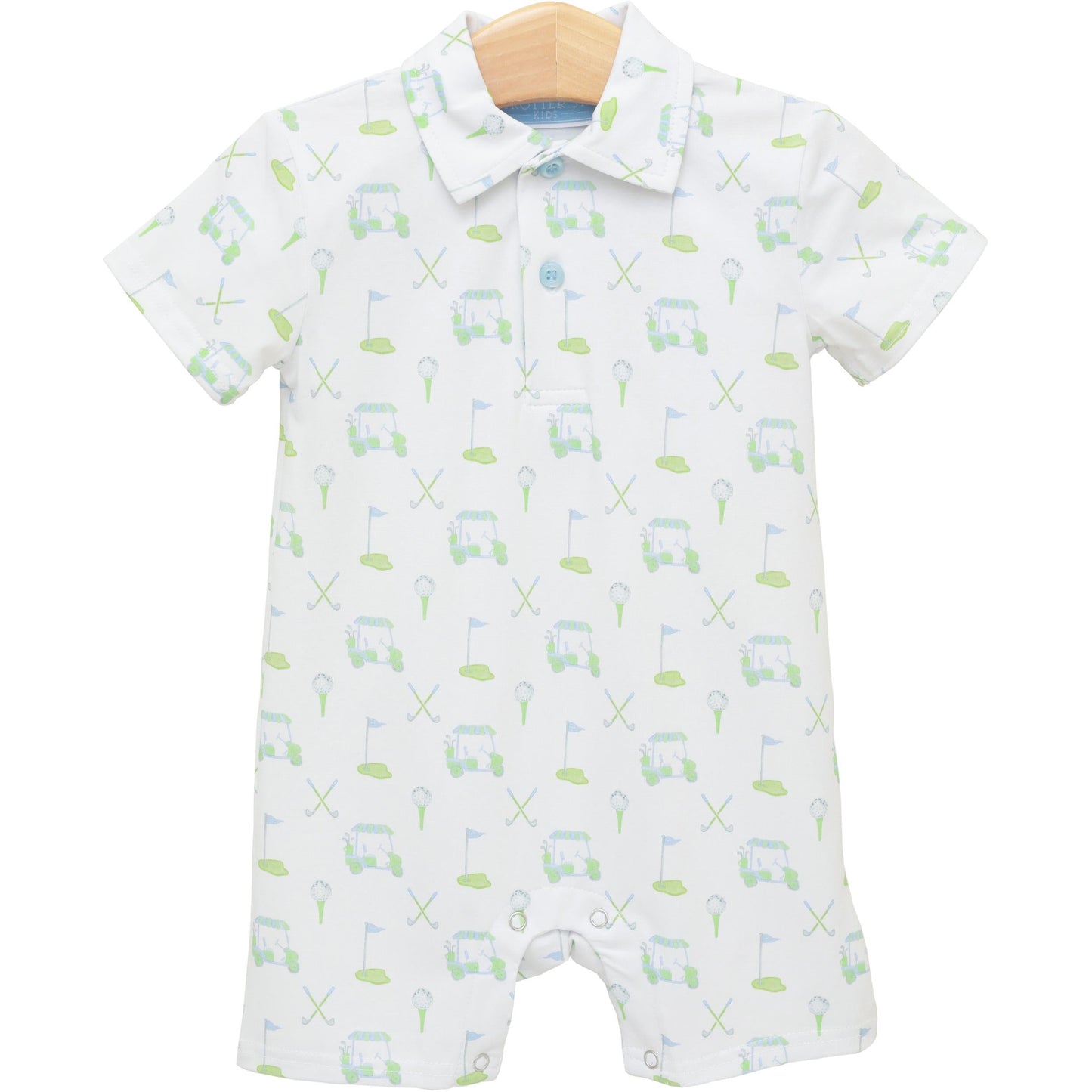 Trotter Street Kids Baby Boys Golf Caddy Club Print Polo Romper by Trotter Street Kids