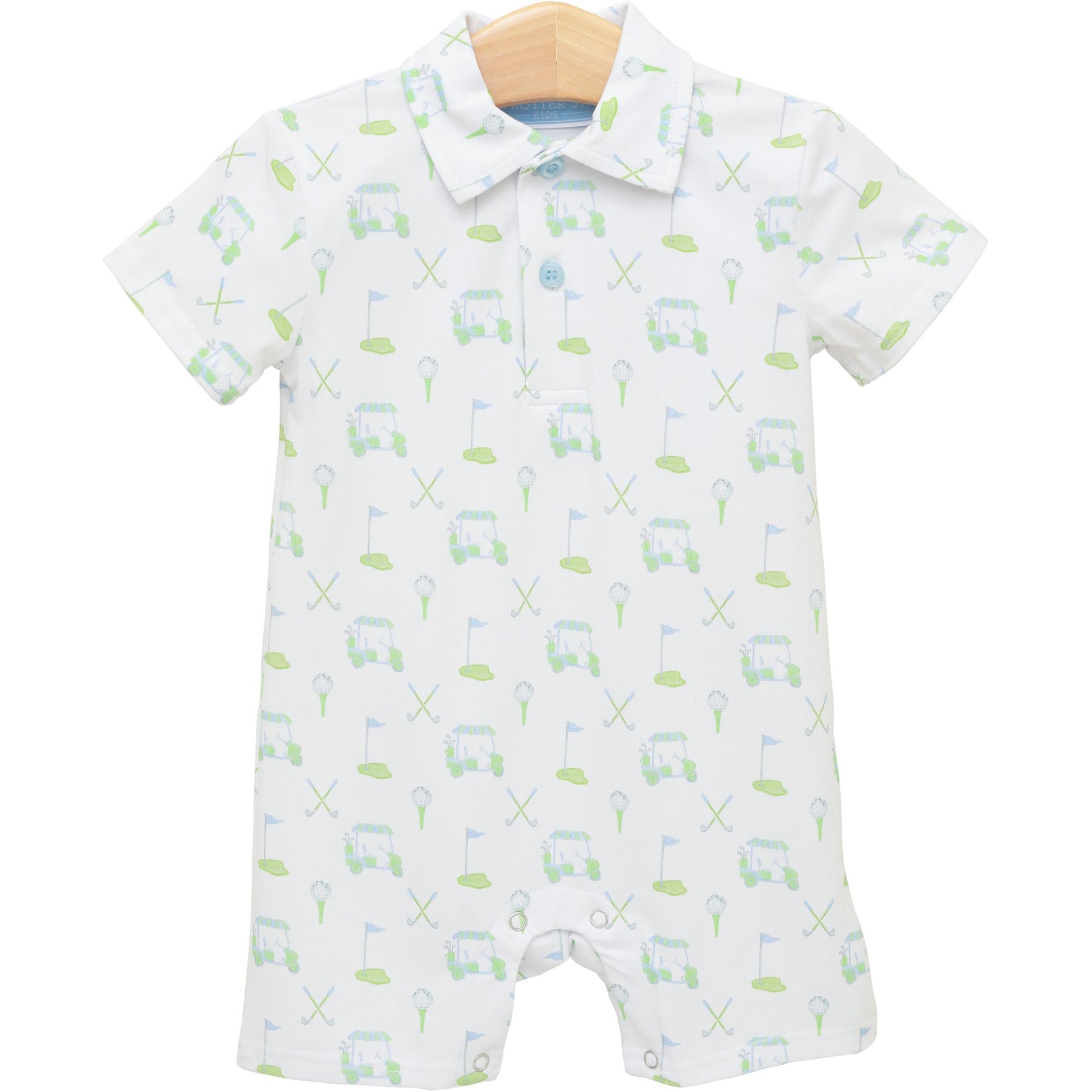 Trotter Street Kids Baby Boys Golf Caddy Club Print Polo Romper