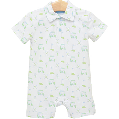 Trotter Street Kids Baby Boys Golf Caddy Club Print Polo Romper by Trotter Street Kids