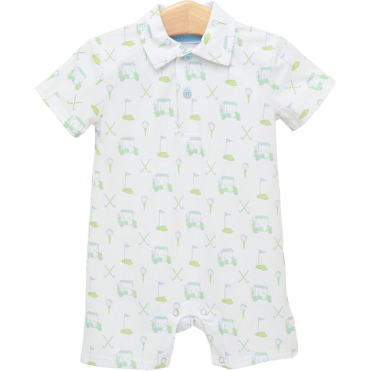 Trotter Street Kids Baby Boys Golf Caddy Club Print Polo Romper by Trotter Street Kids