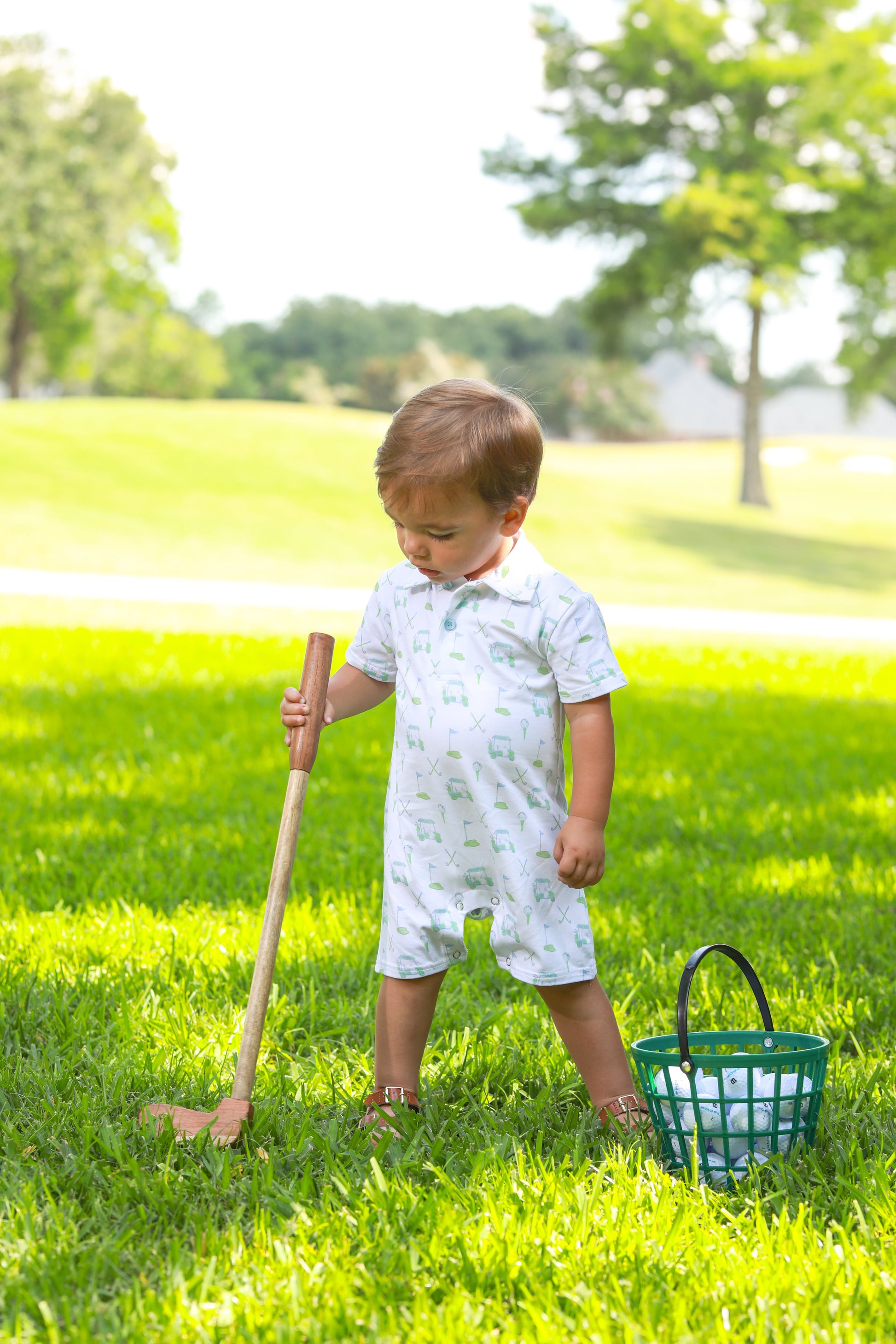Trotter Street Kids Baby Boys Golf Caddy Club Print Polo Romper