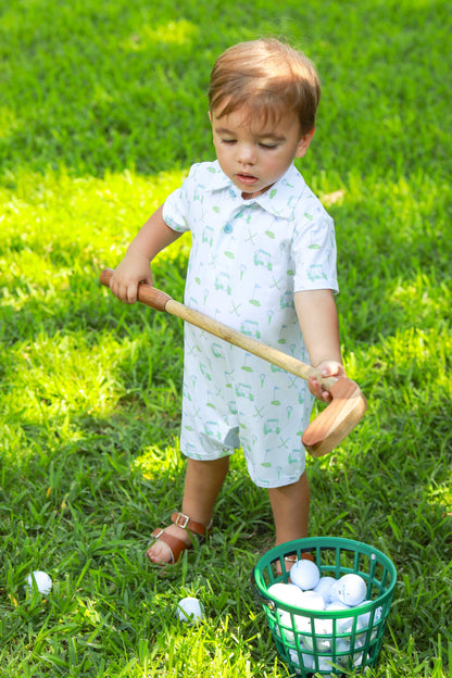 Trotter Street Kids Baby Boys Golf Caddy Club Print Polo Romper by Trotter Street Kids
