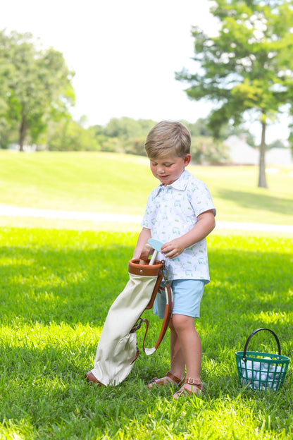 Trotter Street Kids Boys Blue Golf Caddy Club Polo Shorts Set by Trotter Street Kids