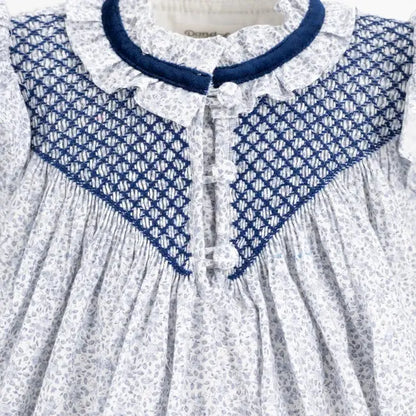 La Boutique by Dondolo Girls Camellia Smocked Bubble - Blue Floral by Dondolo