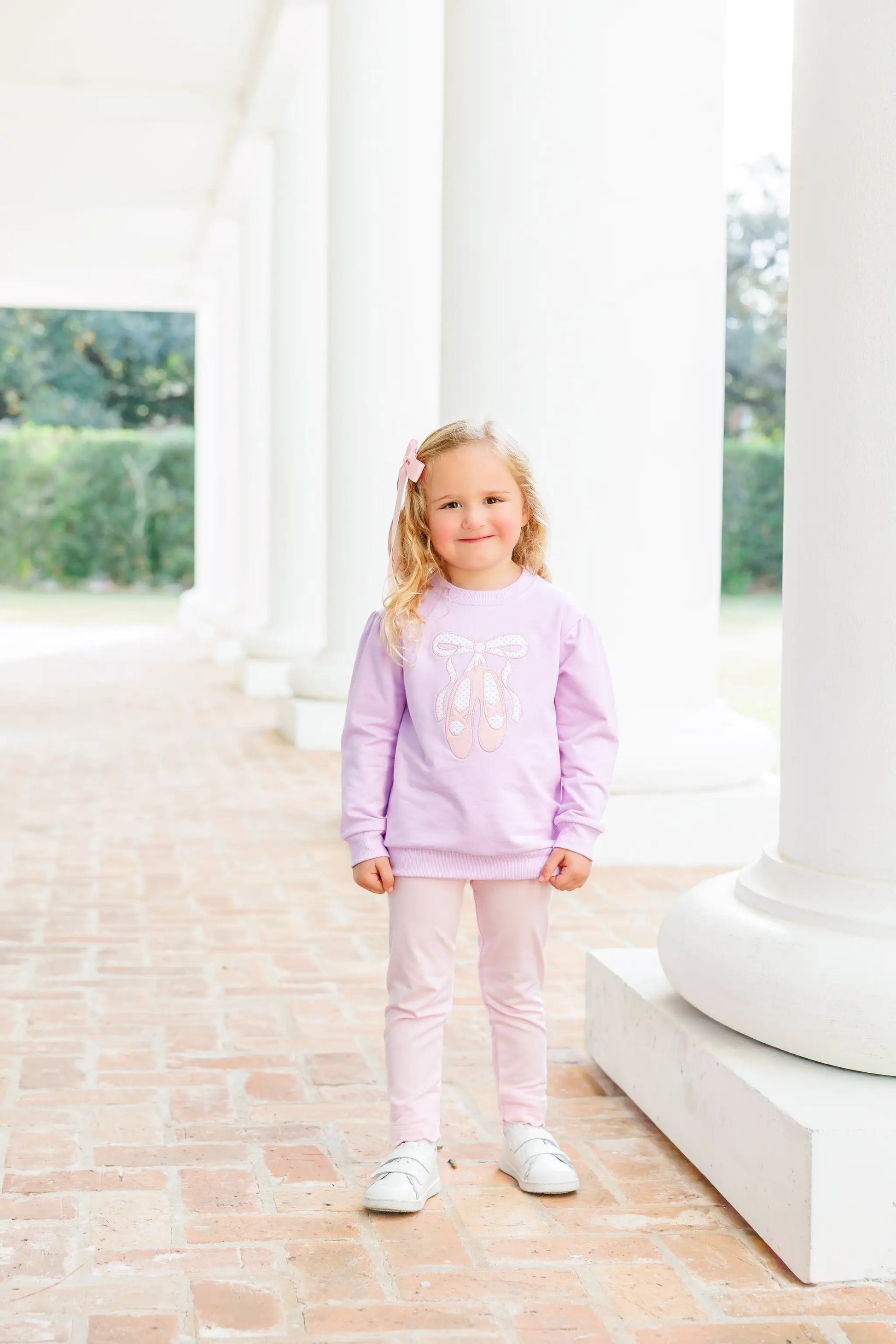 Trotter Street Kids Girls Purple French Terry Pullover - Ballet Shoes