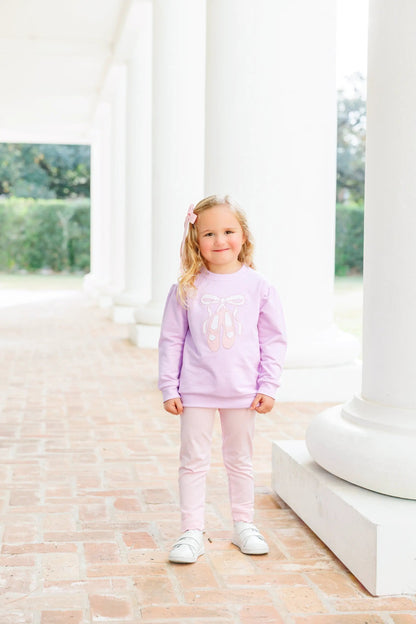 Trotter Street Kids Girls Purple French Terry Pullover - Ballet Shoes
