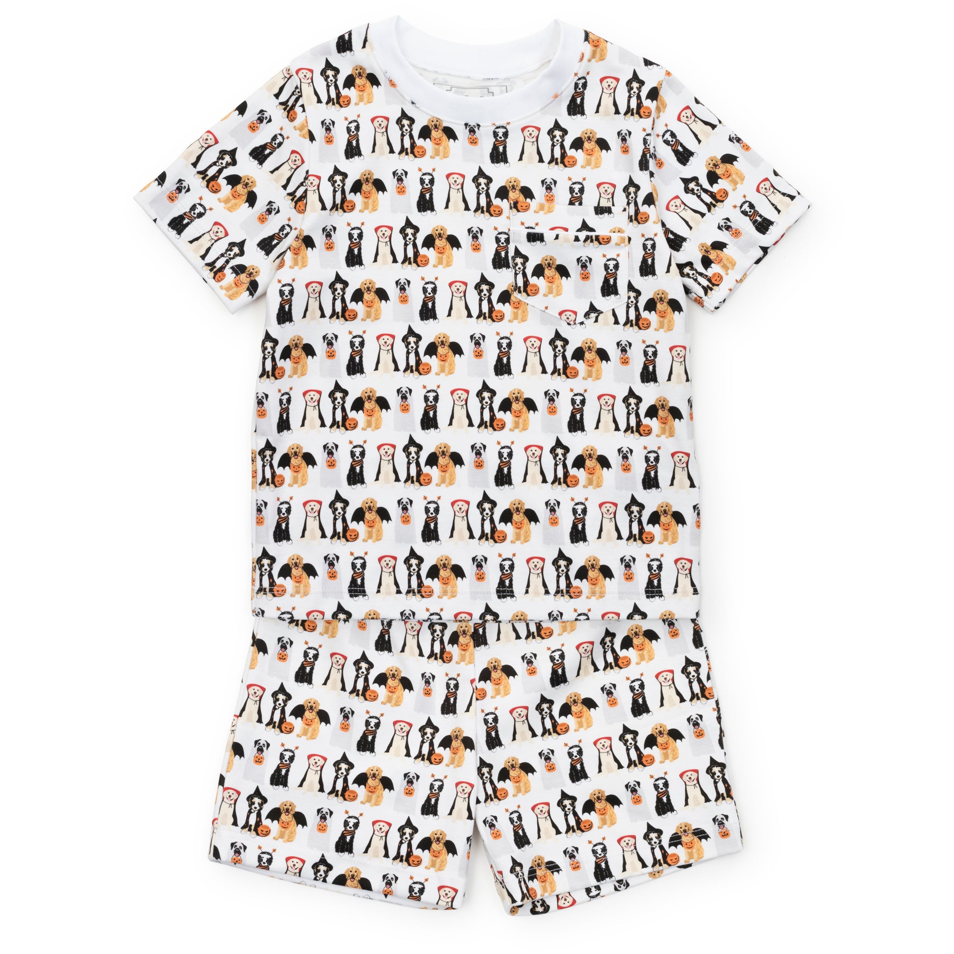 Lila & Hayes Boys Charles Short Pajamas Set - Halloween Pups