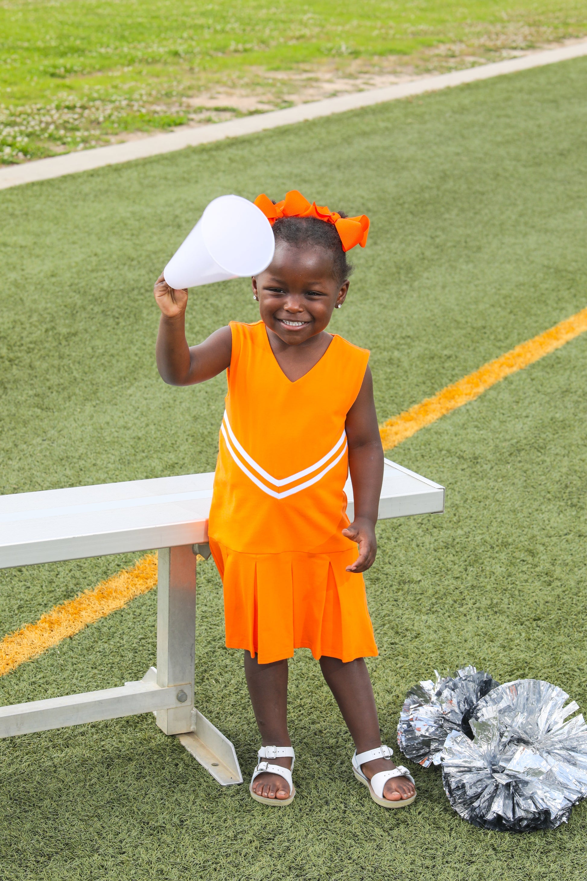 Trotter Street Kids Girls Football Cheer Uniform Dress - Orange Best Dressed Child Trotter Street Kids Girls Football Cheer Uniform Dress - Orange Best Dressed Child