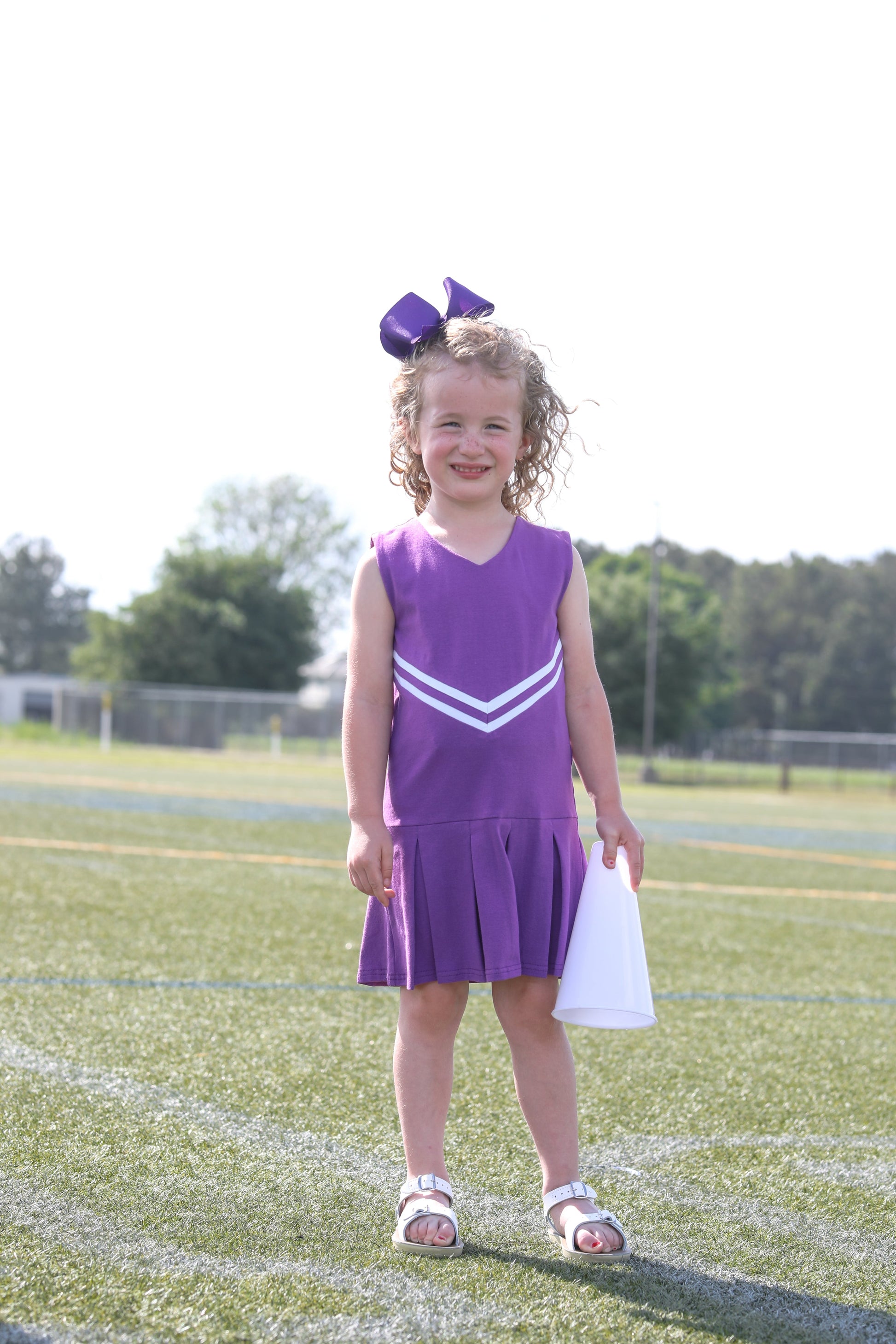 Trotter Street Kids Girls Football Cheer Uniform Dress - Purple