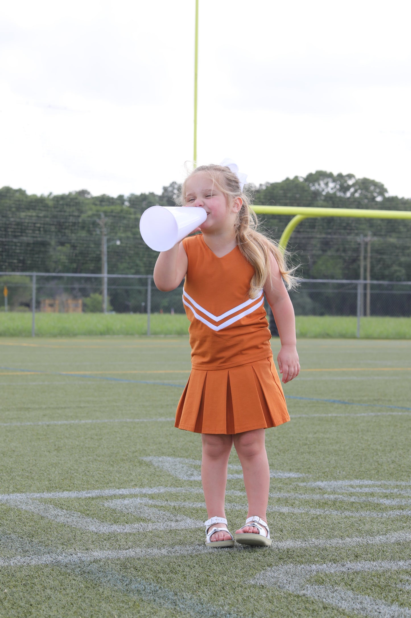 Trotter Street Kids Girls Cheerleader Skirt Set - Burnt Orange Texas