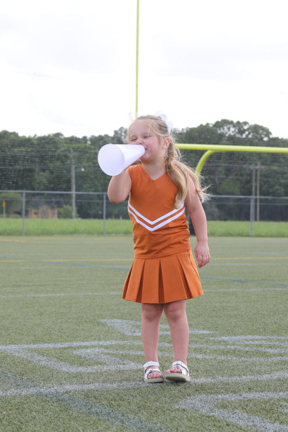 Trotter Street Kids Girls Cheerleader Skirt Set - Burnt Orange Texas