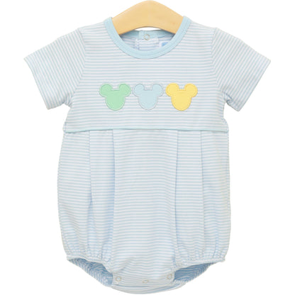 Trotter Street Kids Baby Boys Blue Stripe Cheerful Mouse Ears Bubble by Trotter Street Kids