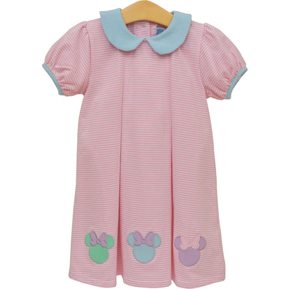 Trotter Street Kids Girls Pink Stripe Cheerful Mouse Ears Dress by Trotter Street Kids
