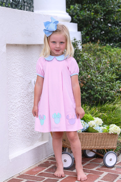 Trotter Street Kids Girls Pink Stripe Cheerful Mouse Ears Dress by Trotter Street Kids