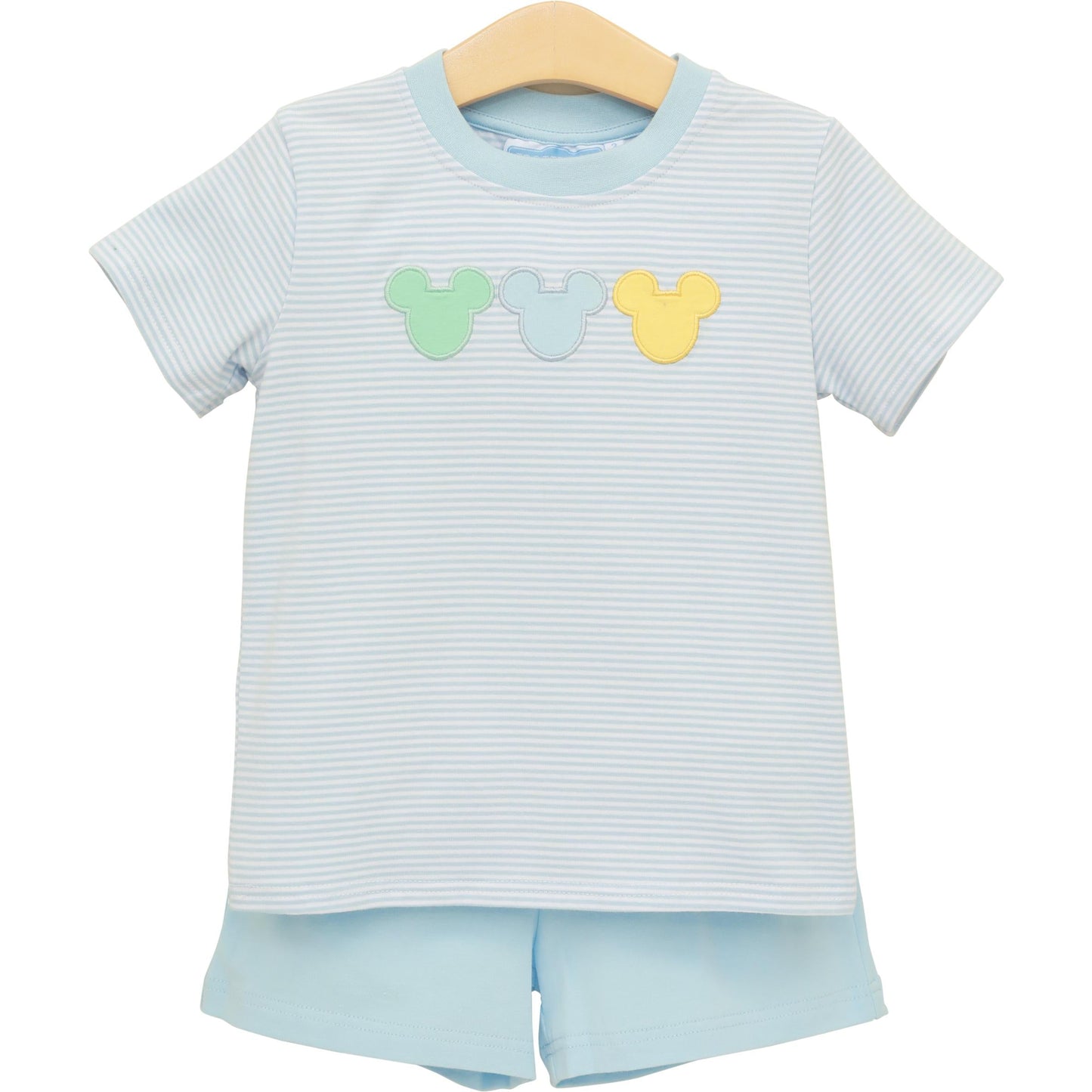 Trotter Street Kids Boys Blue Striped Cheerful Mouse Ears Shorts Set by Trotter Street Kids