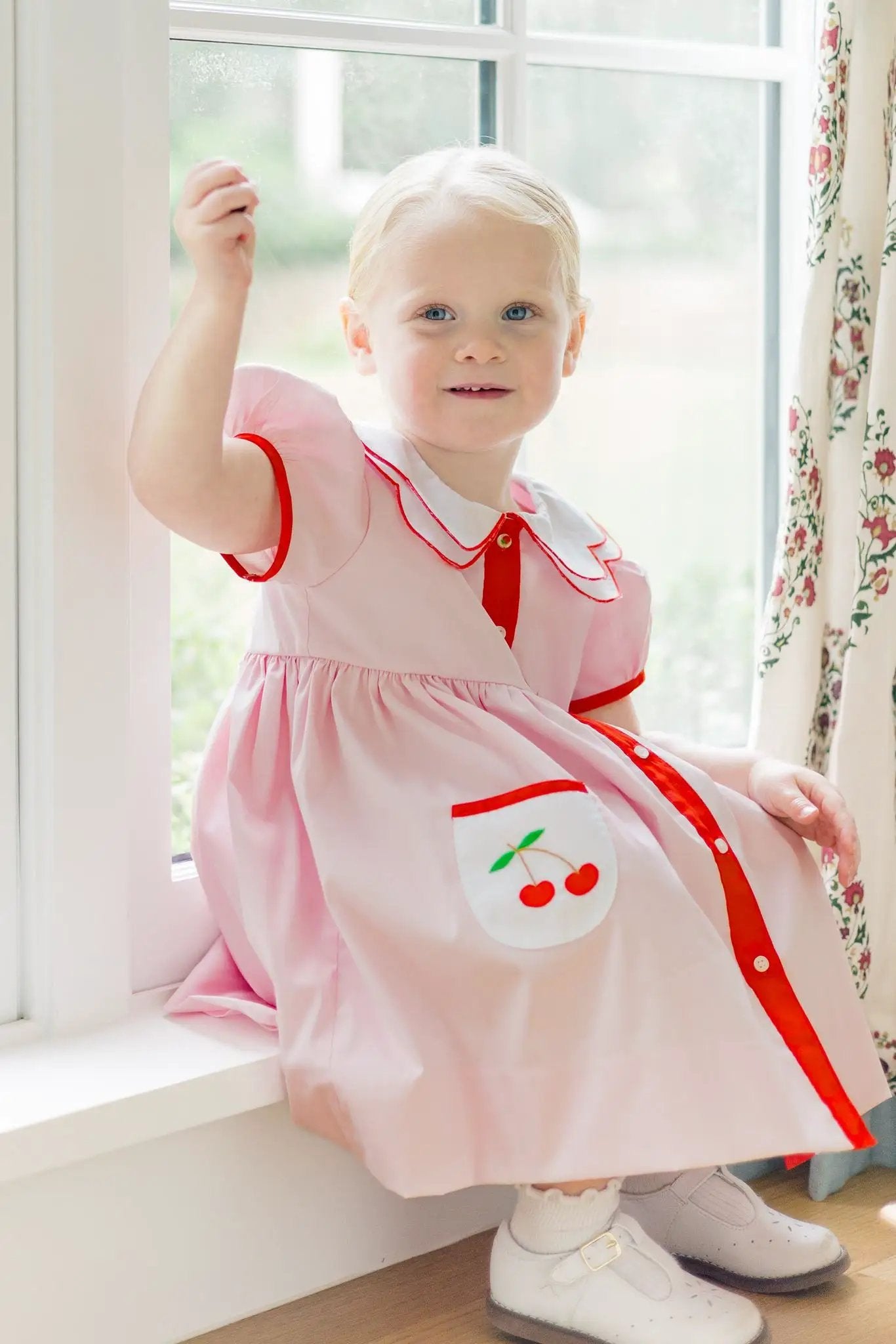 Proper Peony Girls Cara Cherry Dress - Pink