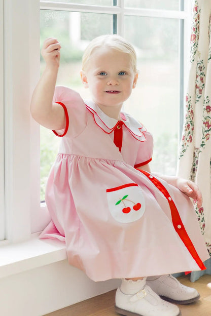 Proper Peony Girls Cara Cherry Dress - Pink