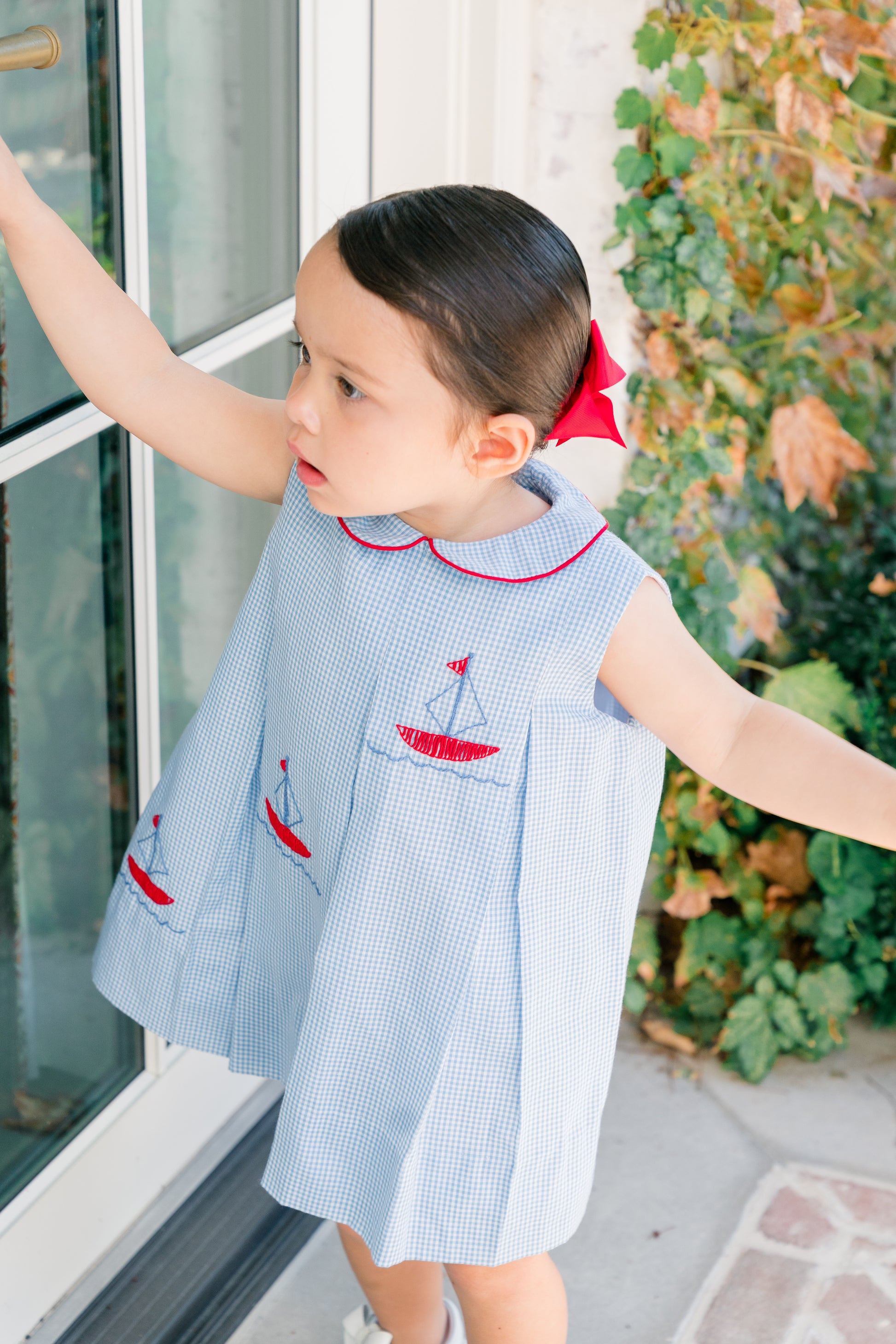 Proper Peony Girls Blue Clipper Sailboats Dress