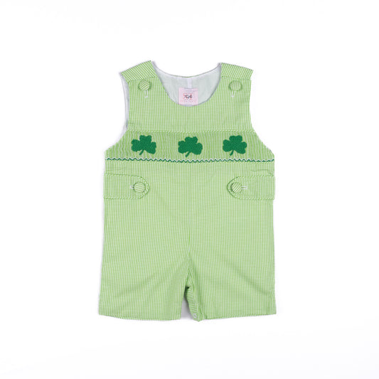 Shop Teeta Boys Henry Jon Jon - Green Gingham Smocked St. Pat's Clovers by Shop Teeta